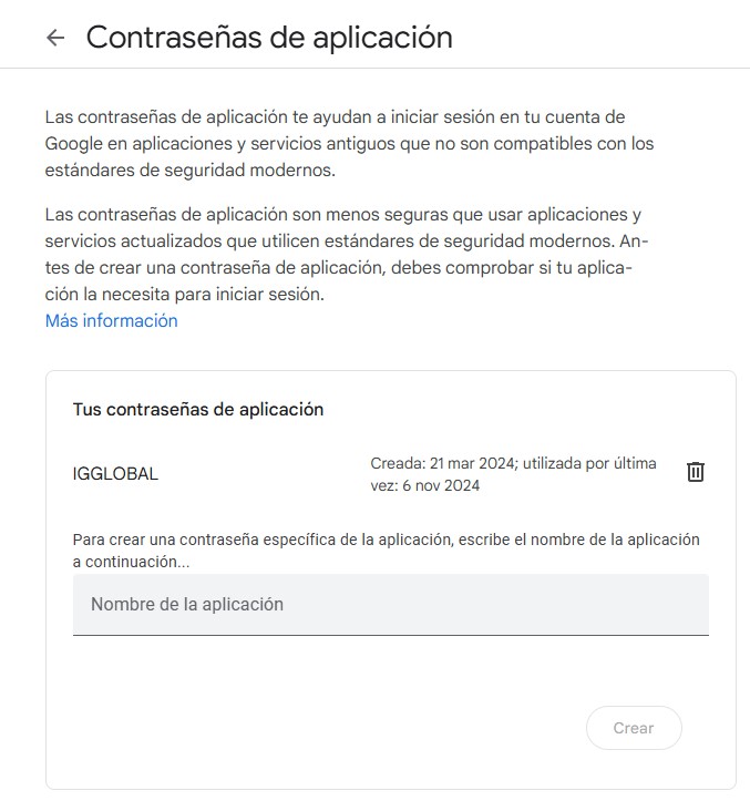 contraseña app
